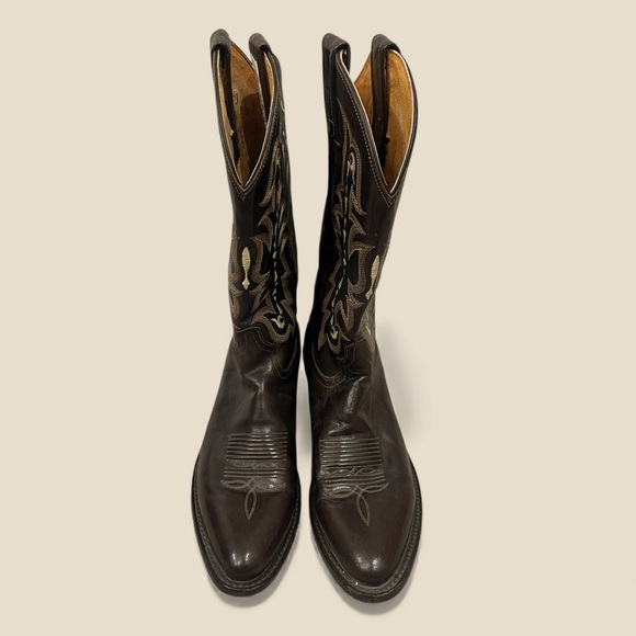 Tony Lama Vintage Brown Leather Western Cowboy Boots - Picture 2 of 7